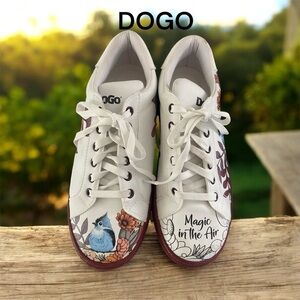 DOGO “Magic in the Air” Bird & Floral Art Sneakers SZ 8.5